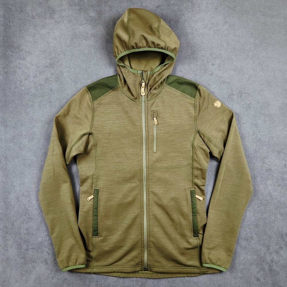 Fjallraven Keb Fleece Hoodie Womens Medium Green Wool Blend Full Zip 89765